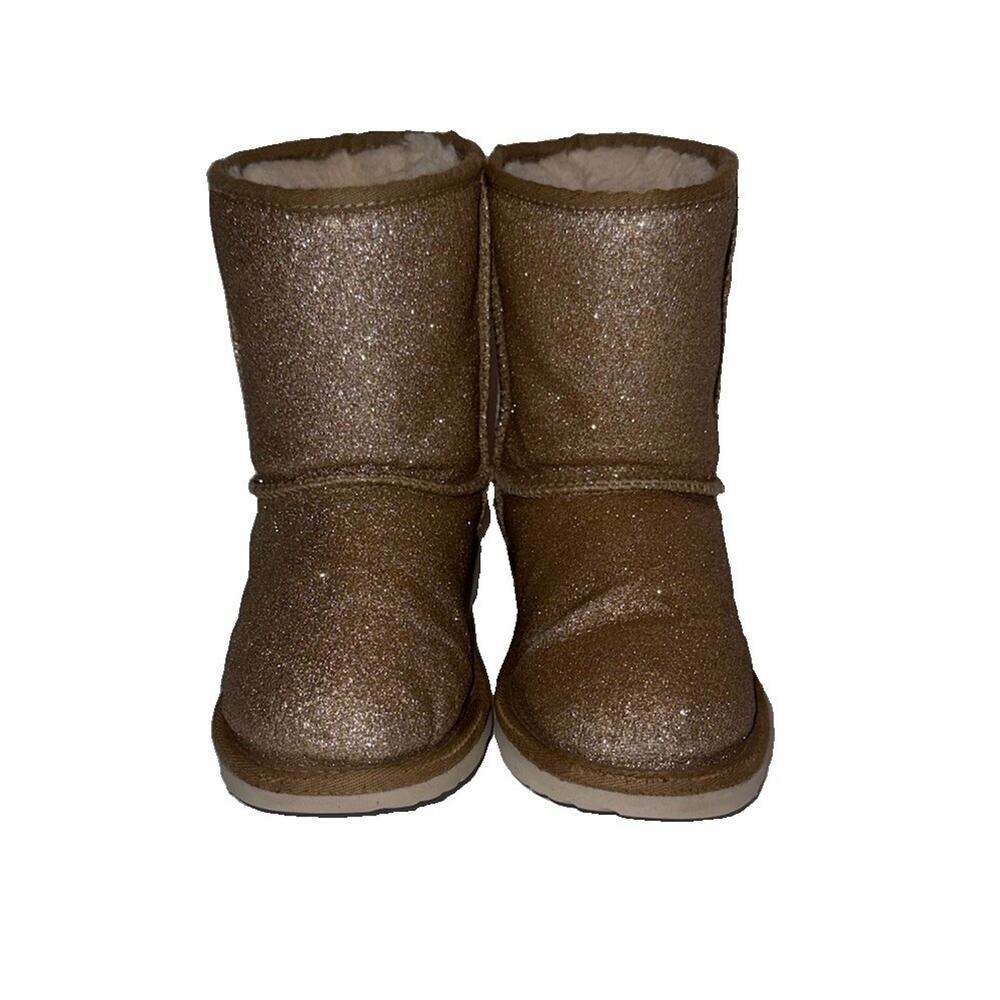 Ugg Classic Short Glitter Gold Sheepskin Boot Kids (1111852K) US2/UK1/EU33.5 - Picture 4 of 10